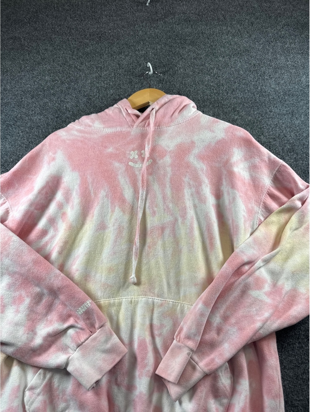 Colortone Mens L Pink Tie Dye Sleep When You're Dead Graphic Hoodie Pullover